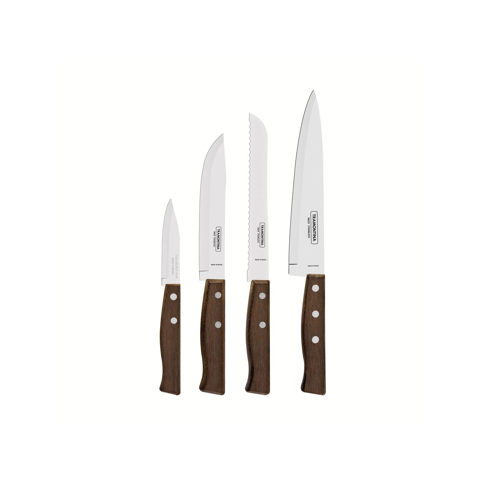 TRAMONTINA Couteau de cuisine Tradicional, 4pcs, Inox et bois