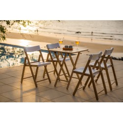 TRAMONTINA Salon de jardin pliant 4 chaises et 1 table Balcony, Bois de teck FSC et plastique