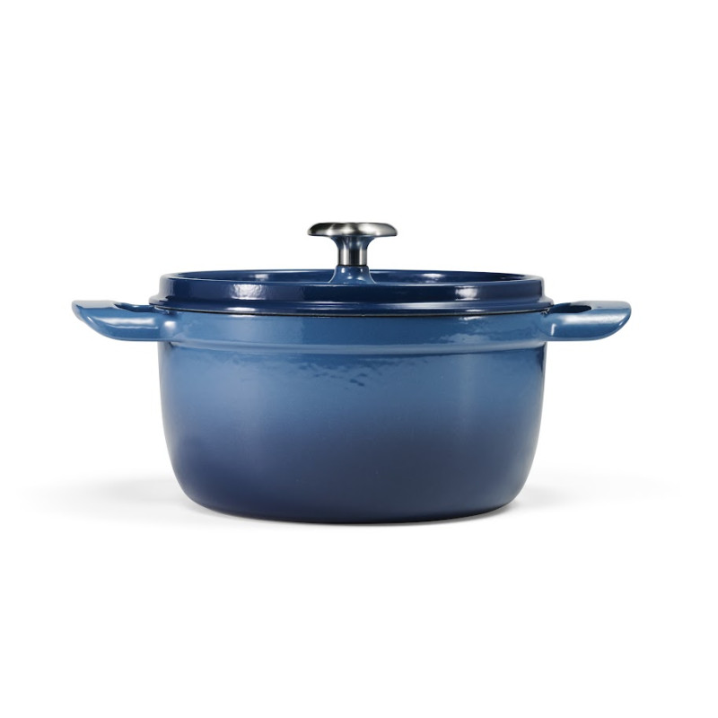 Cocotte bleue 22 cm 3,8L. Fonte.