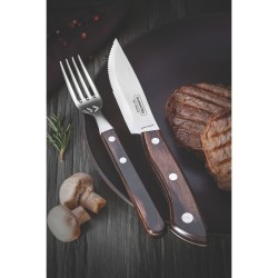 TRAMONTINA Couteaux et fourchettes Bueno, 4pcs, Inox pleine soie et bois